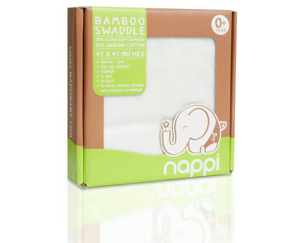 ผ้าอ้อมเยื่อไผ่ Bamboo Swaddle - Natural White Nappi Baby (47นิ้ว)